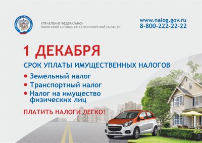 УФНС России по НСО напоминает: до 1 декабря нужно уплатить имущественные налоги